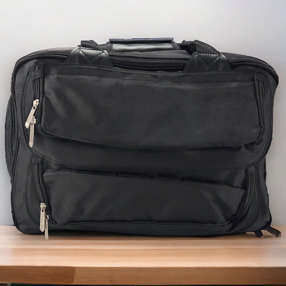 Sovrano Logomark Large Expandable Travel Duffle Bag Shoulder Strap Black NEW